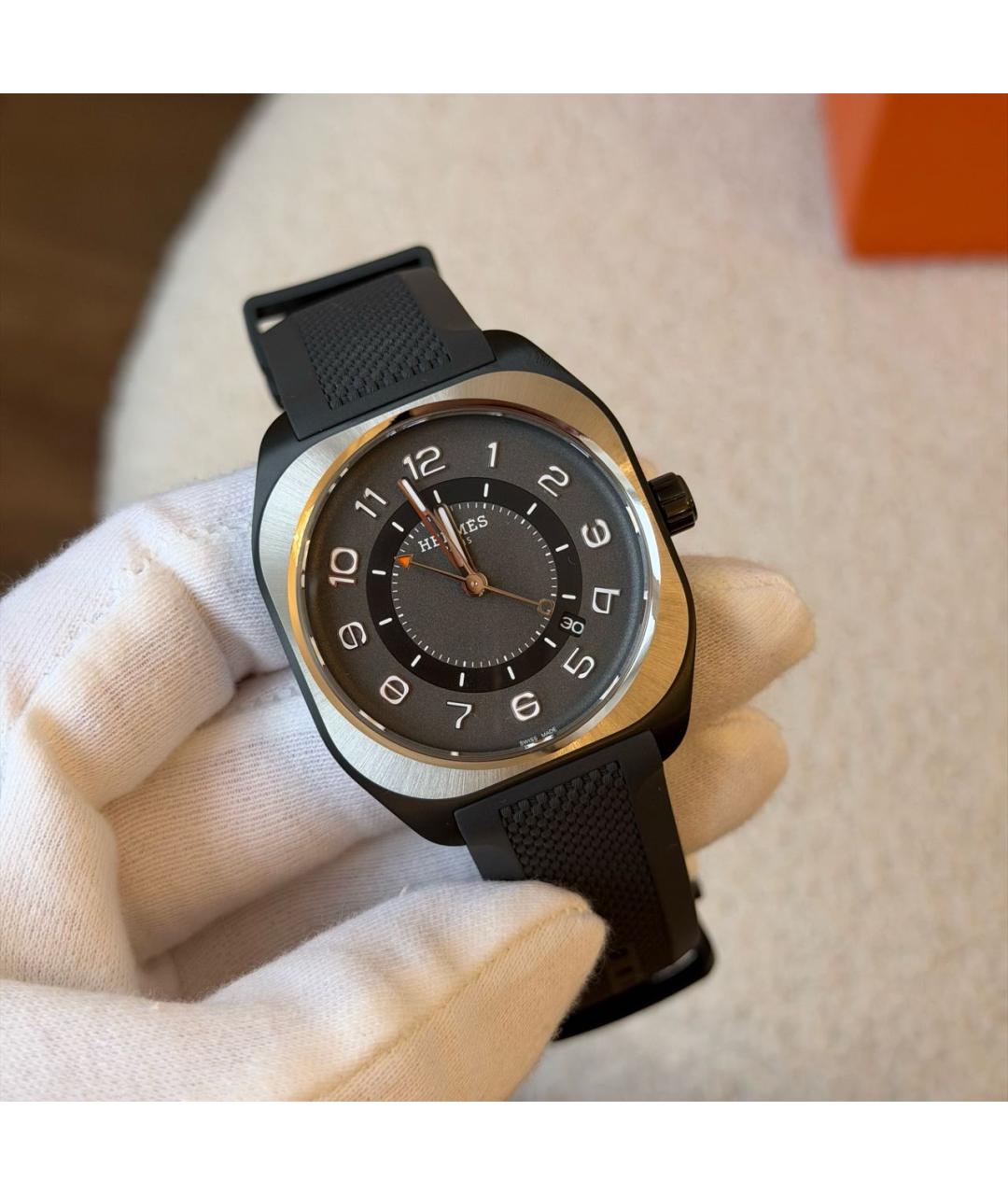 HERMES Черные титановые часы, фото 2