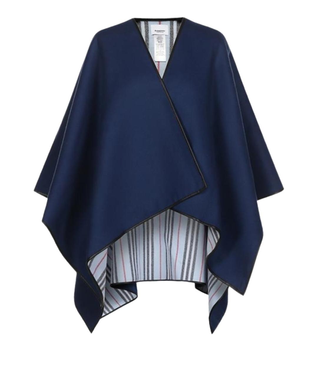 BURBERRY Темно-синий шерстяной платок, фото 1