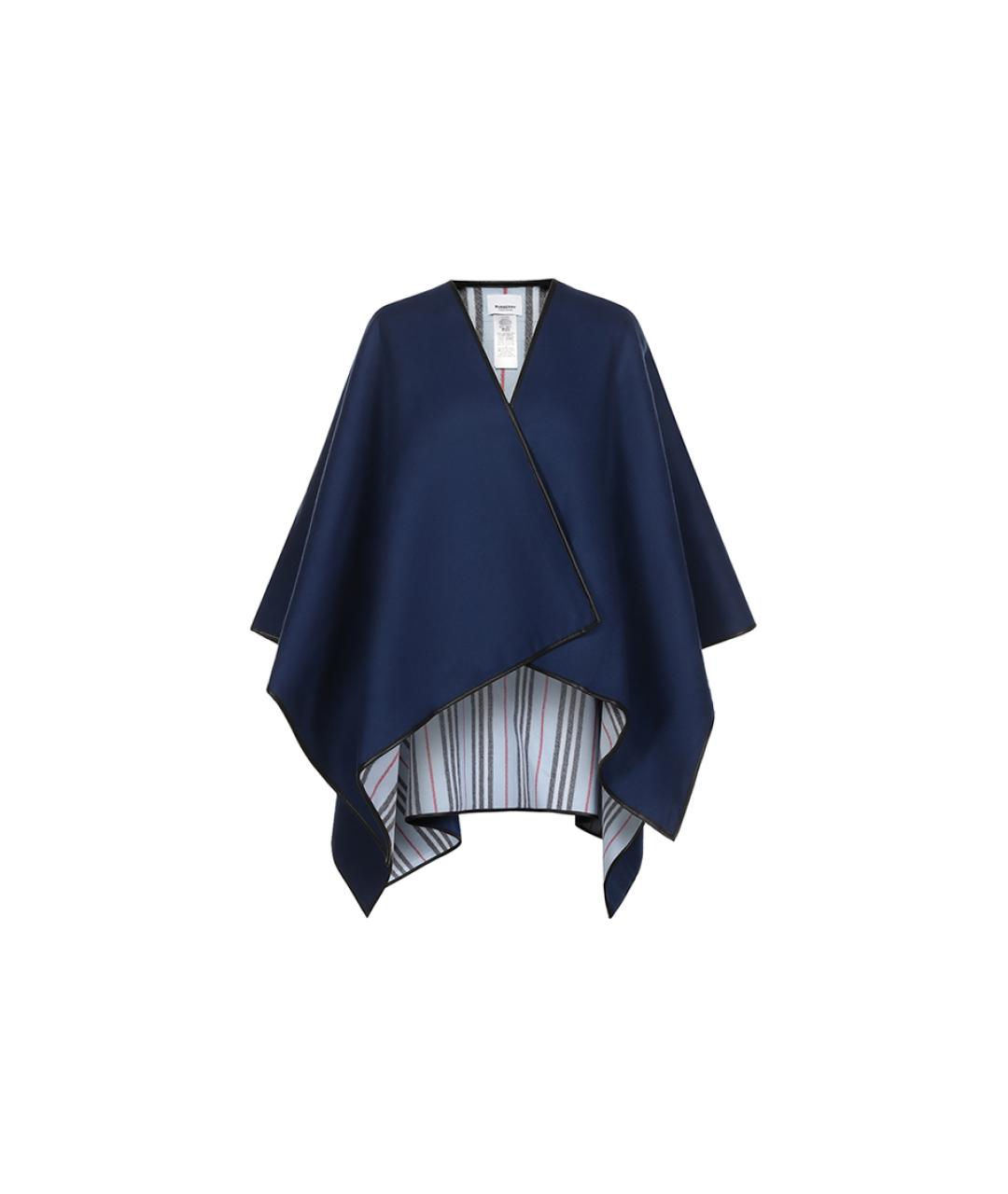 BURBERRY Темно-синий шерстяной платок, фото 3