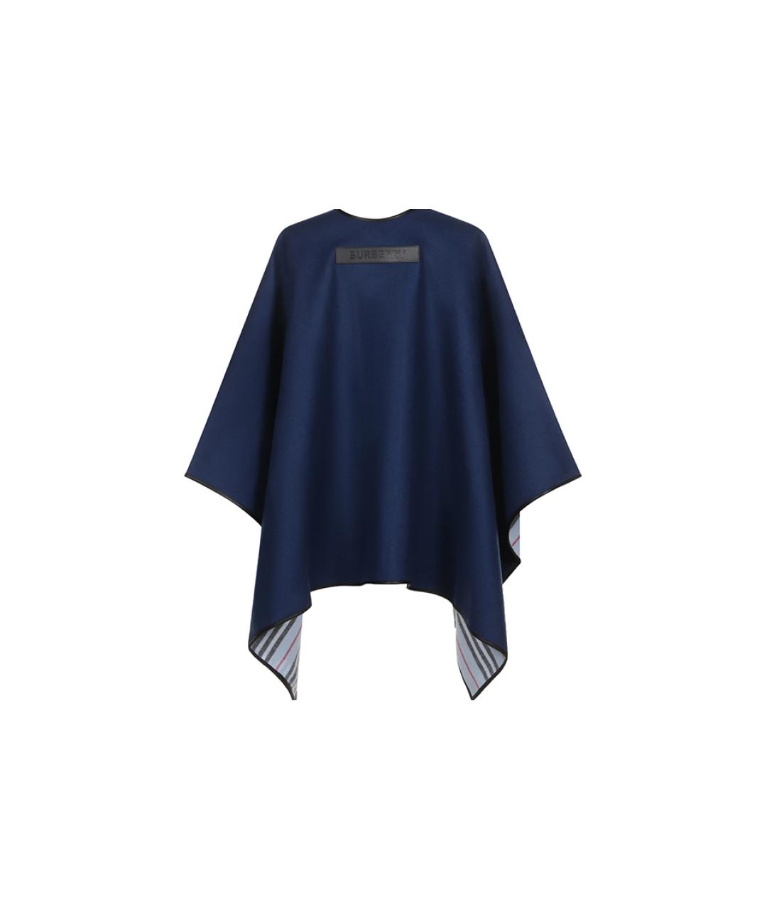 BURBERRY Темно-синий шерстяной платок, фото 2