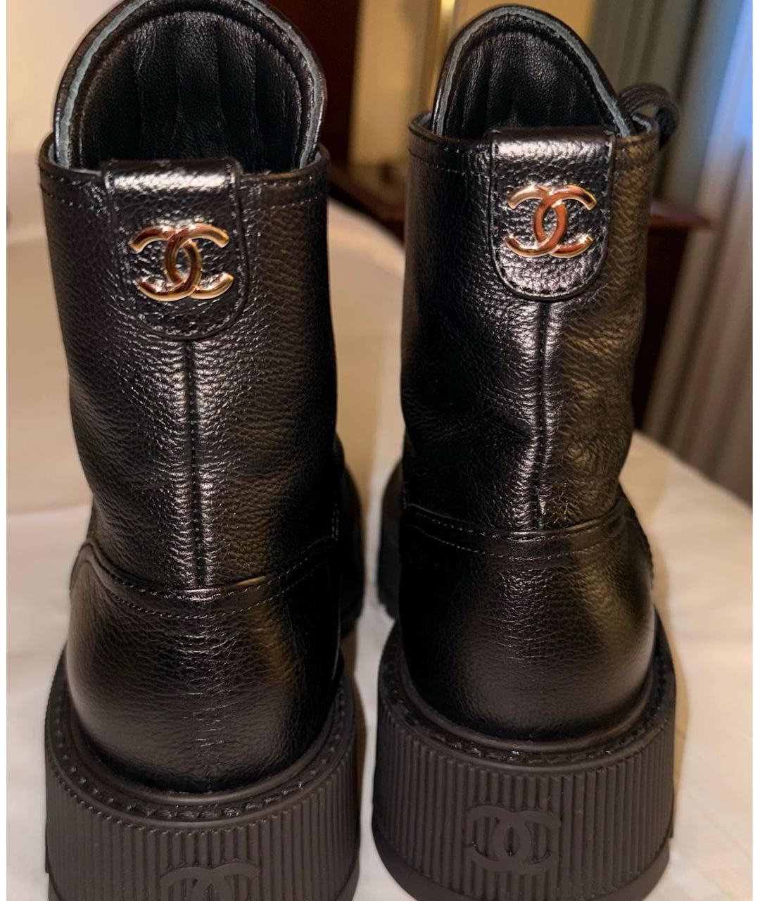CHANEL Черные кожаные ботинки, фото 4