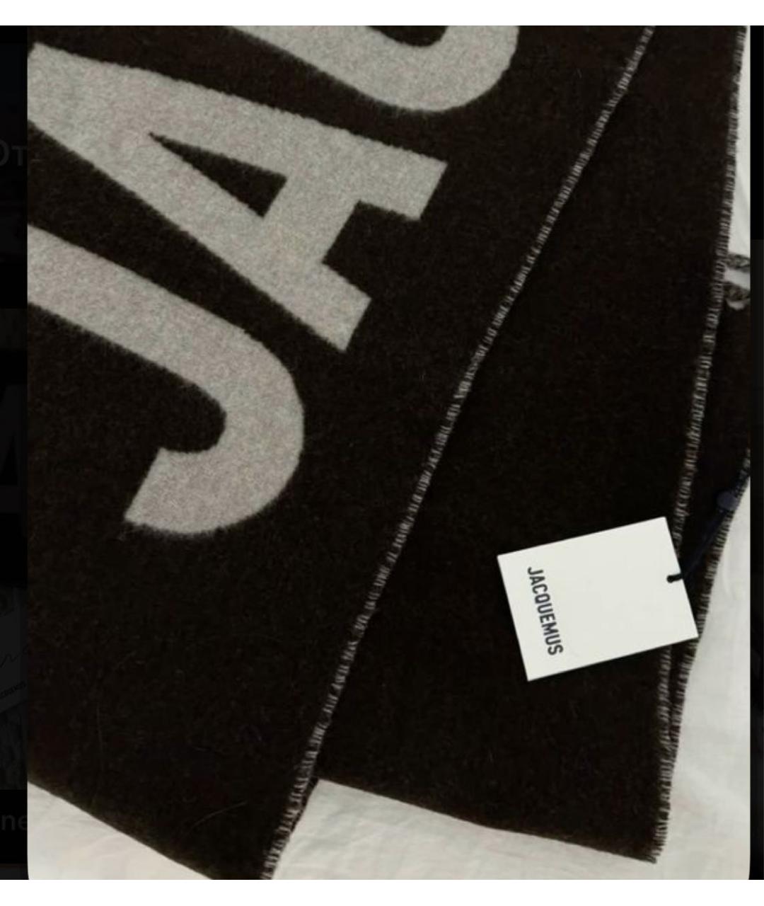 JACQUEMUS Коричневый шерстяной шарф, фото 2