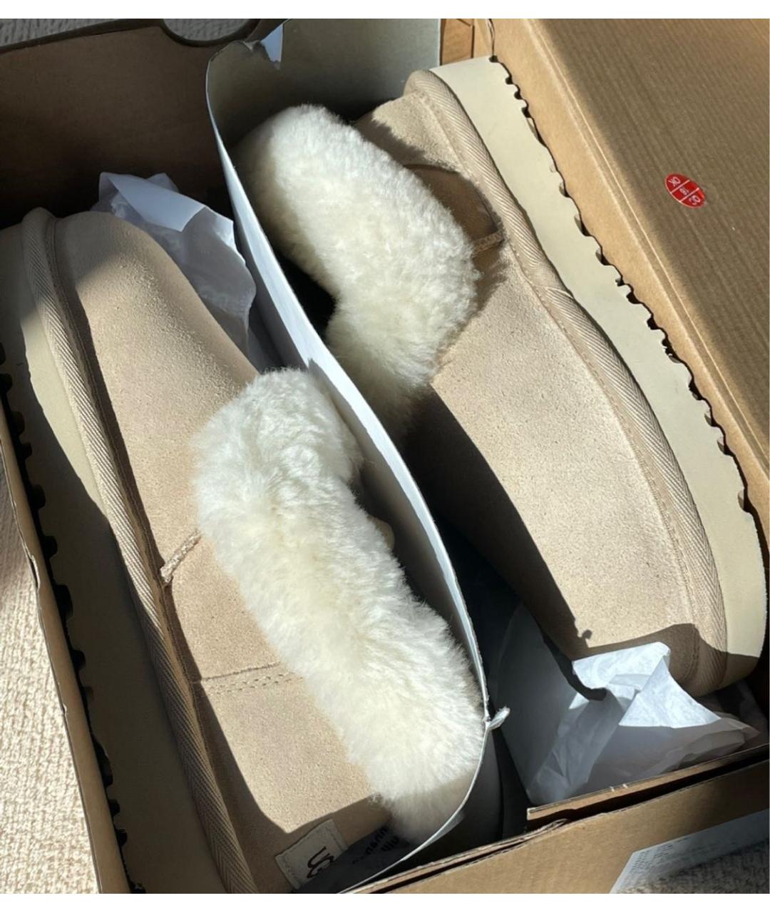 UGG AUSTRALIA Бежевые замшевые лоферы, фото 6