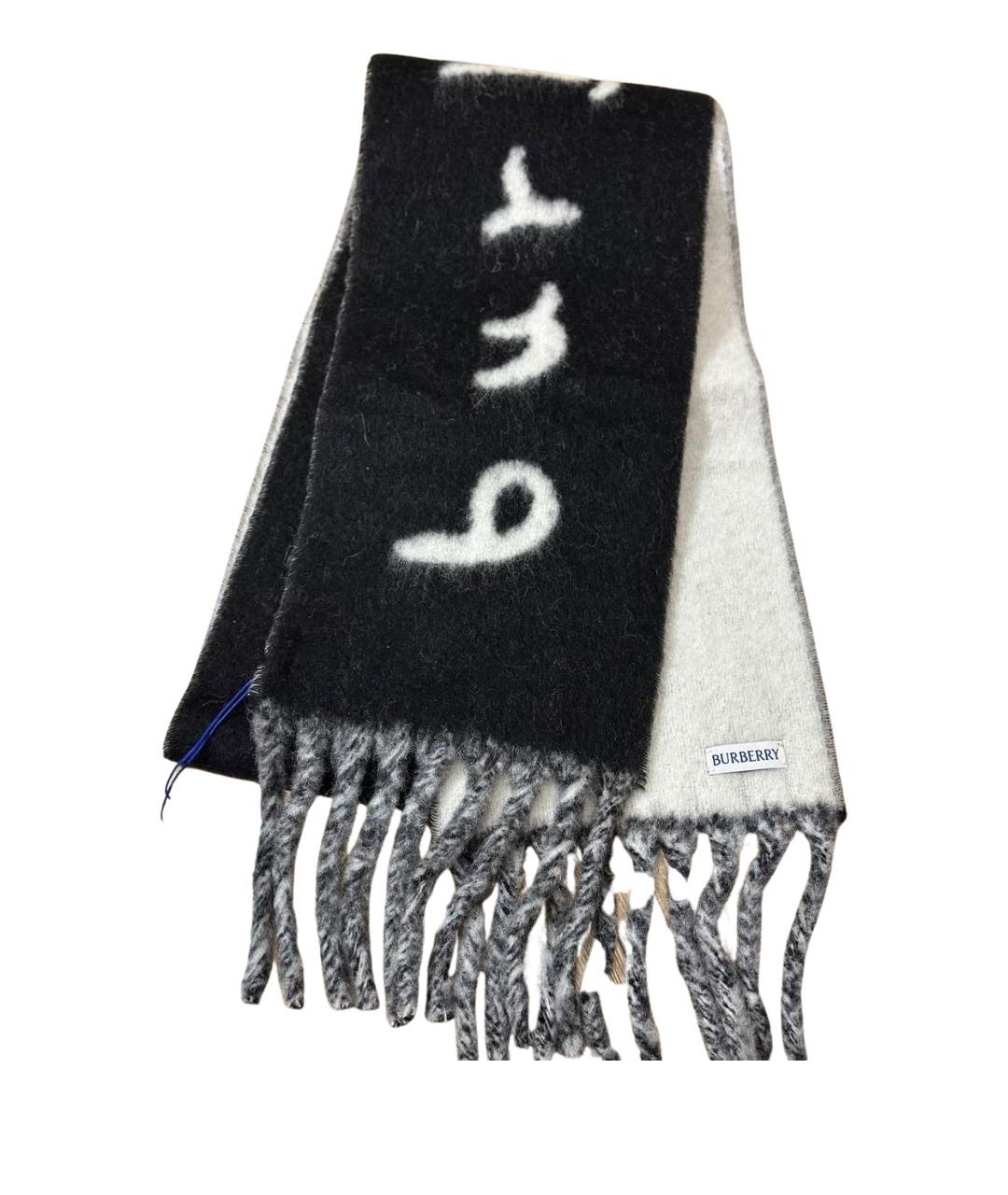 BURBERRY Черный шерстяной шарф, фото 1