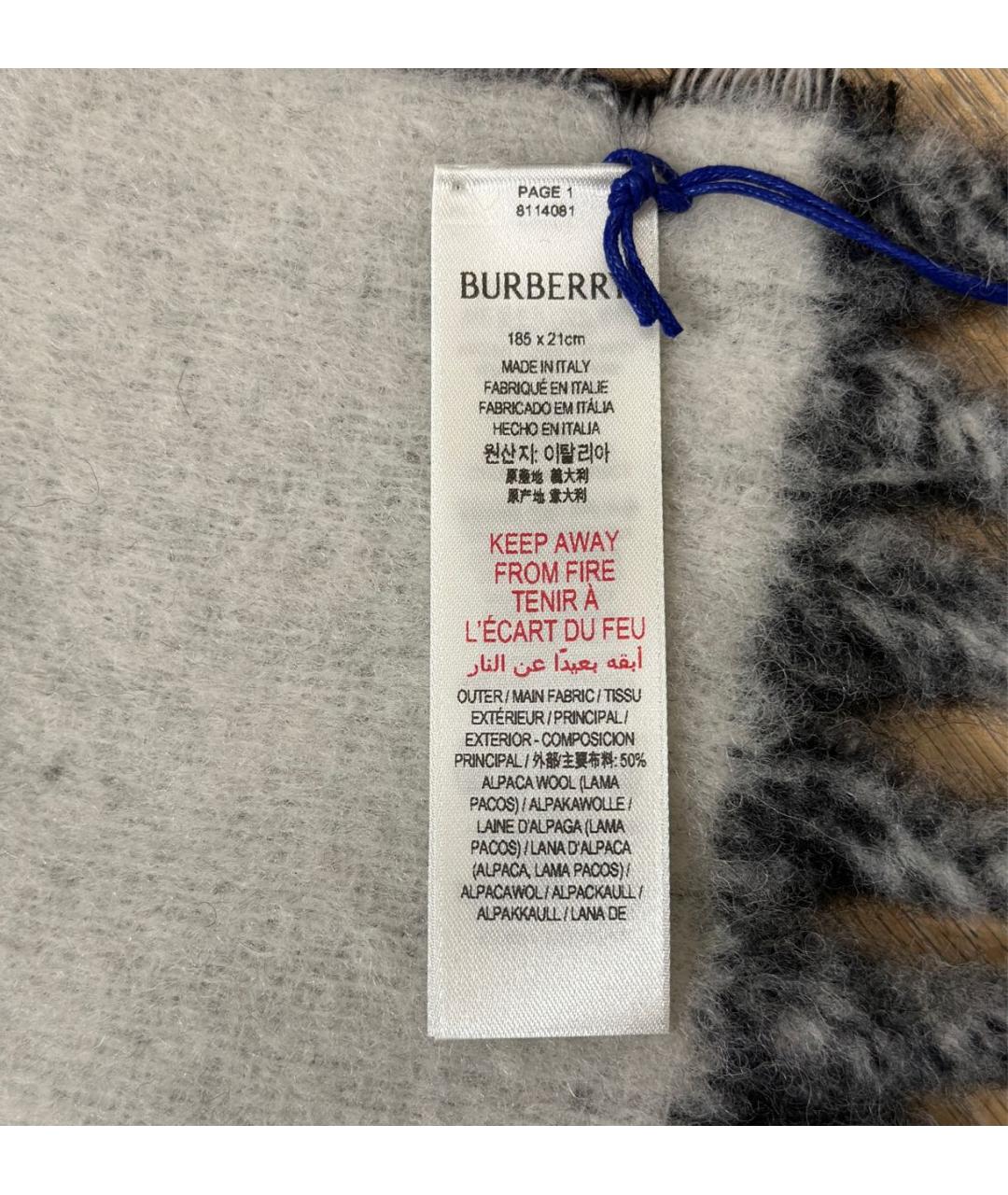 BURBERRY Черный шерстяной шарф, фото 4