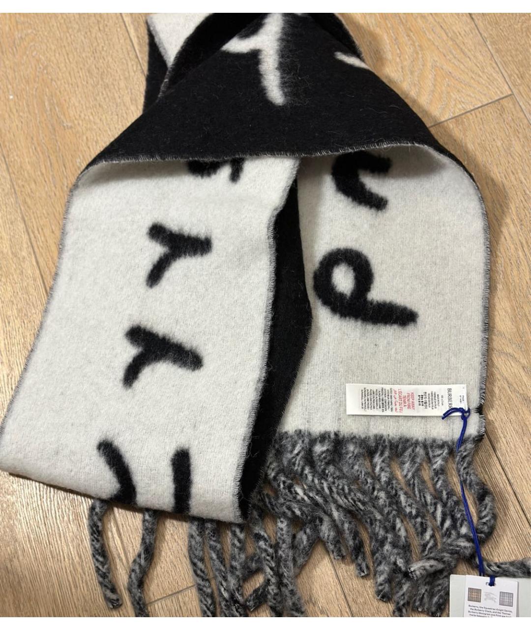 BURBERRY Черный шерстяной шарф, фото 2