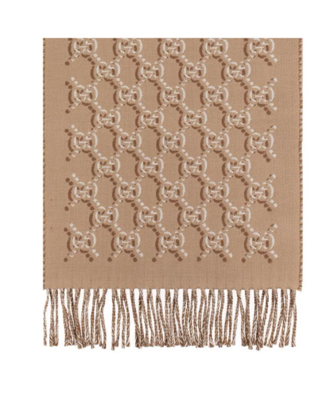 GUCCI Бежевый шерстяной шарф, фото 1