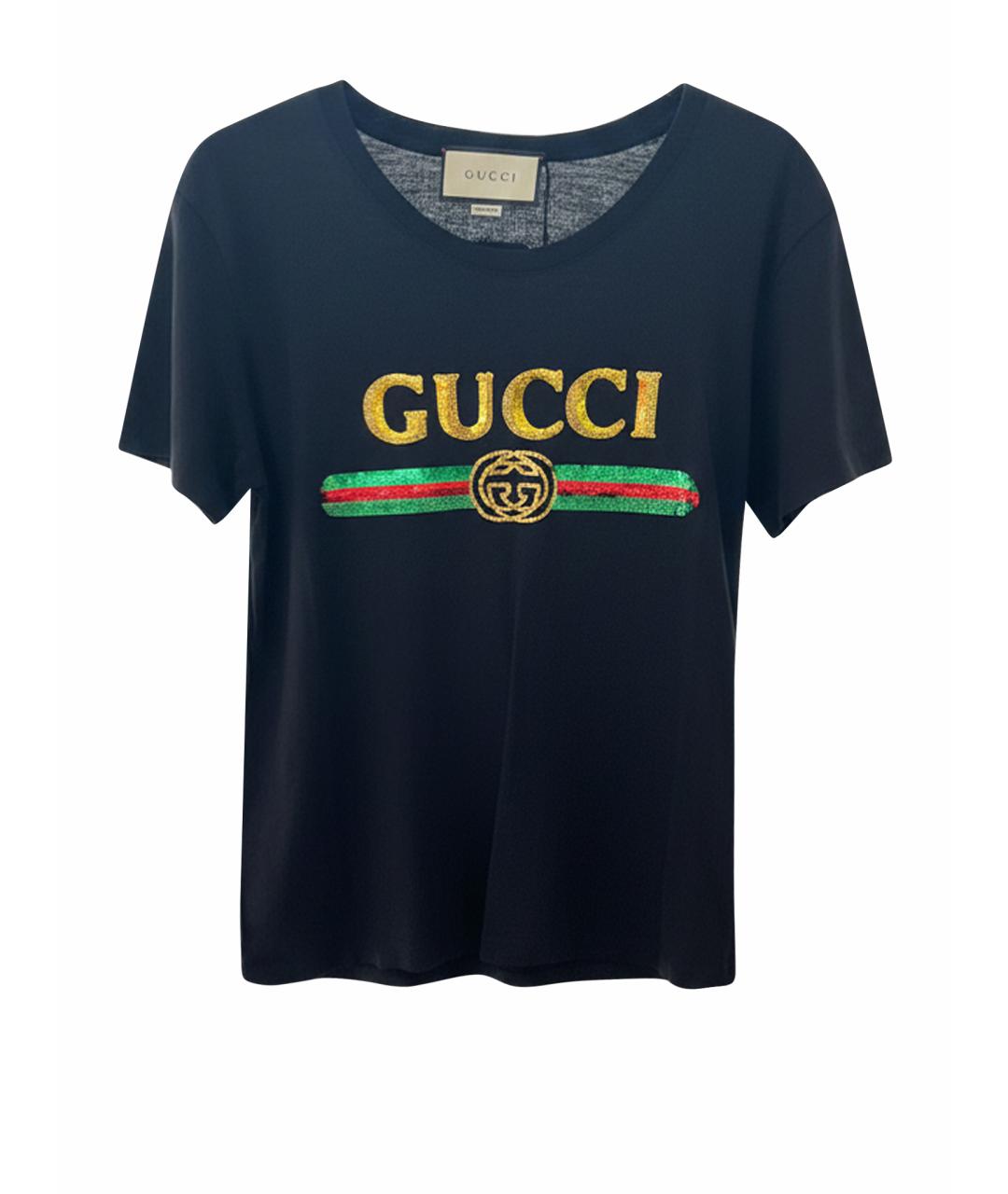 GUCCI Черная хлопковая футболка, фото 1