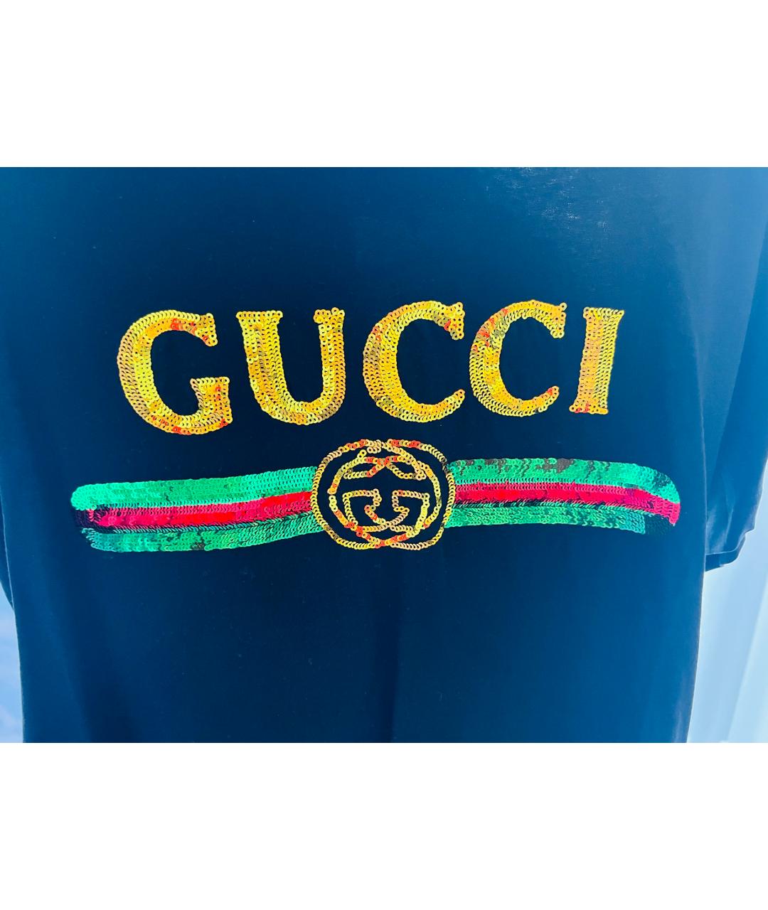 GUCCI Черная хлопковая футболка, фото 4