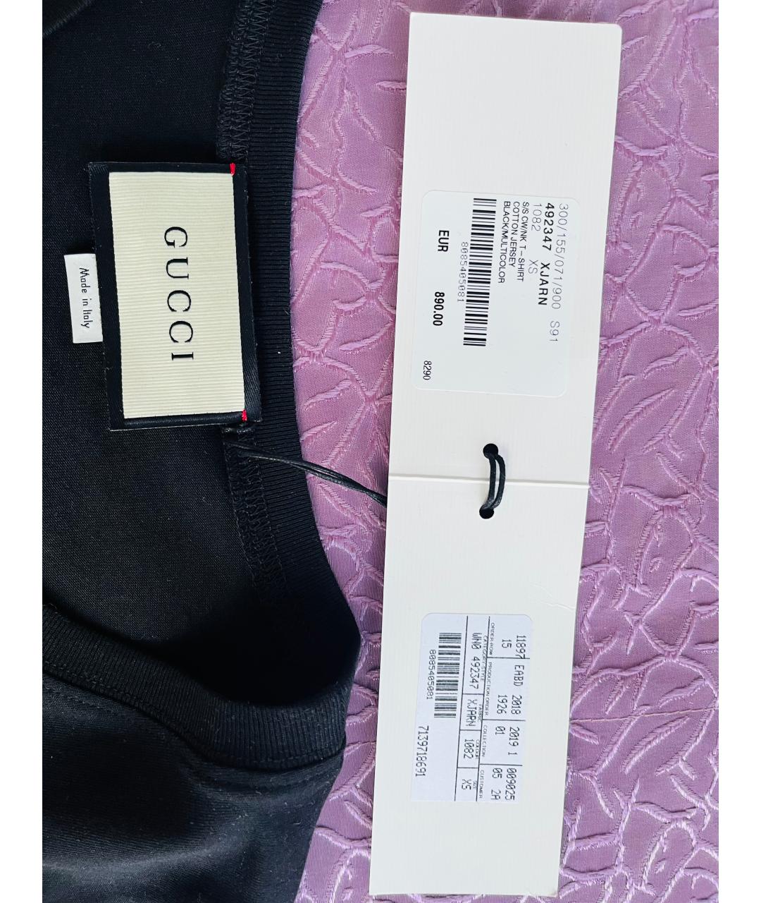 GUCCI Черная хлопковая футболка, фото 3