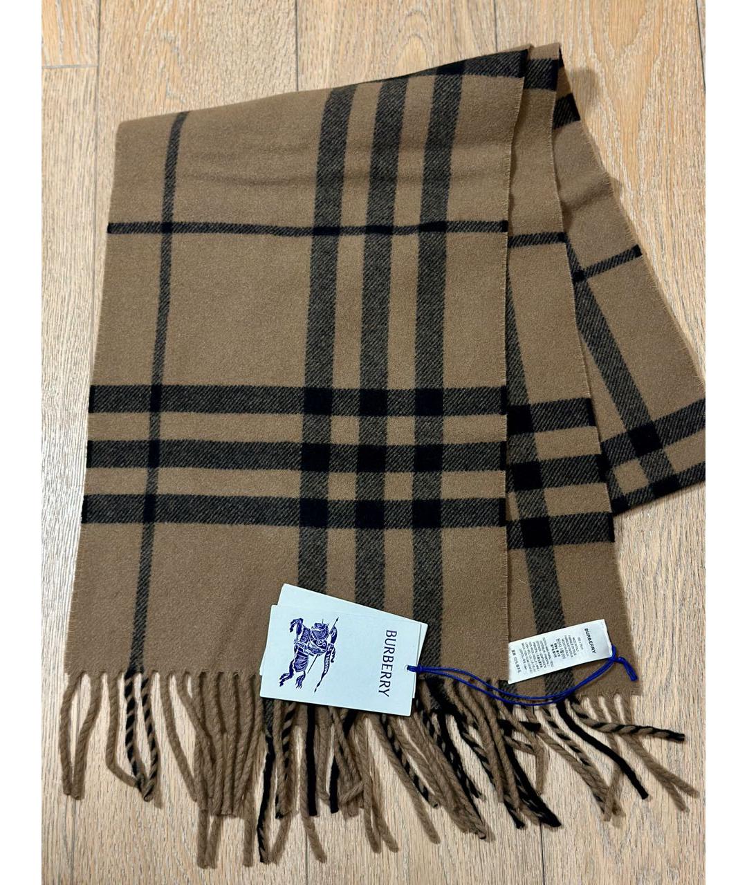 BURBERRY Бежевый шерстяной шарф, фото 2