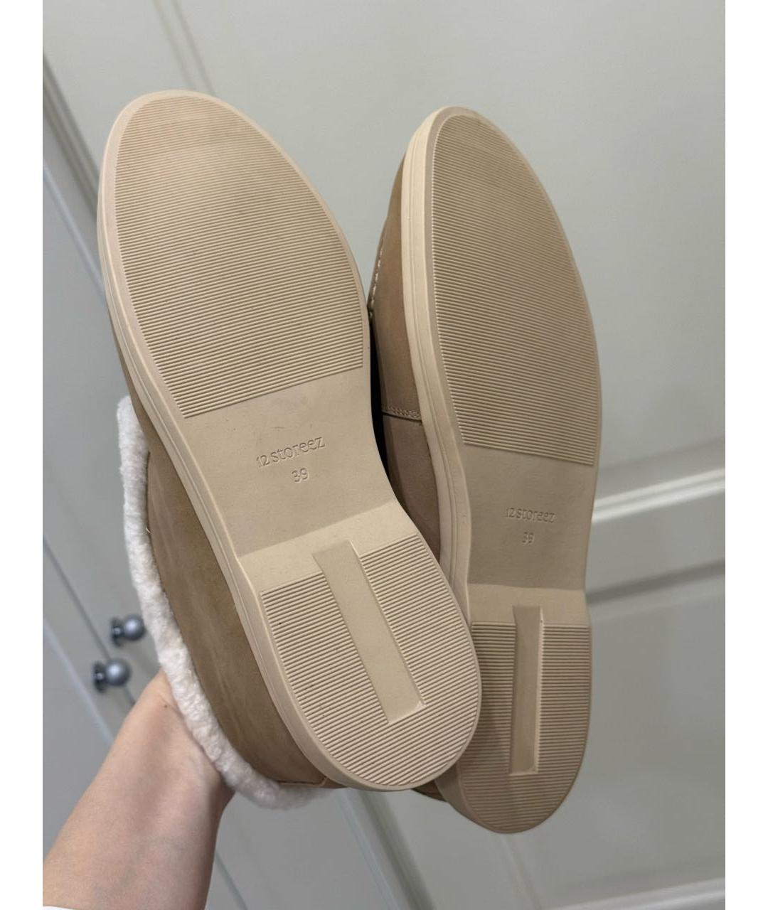 12 STOREEZ Бежевые замшевые лоферы, фото 4