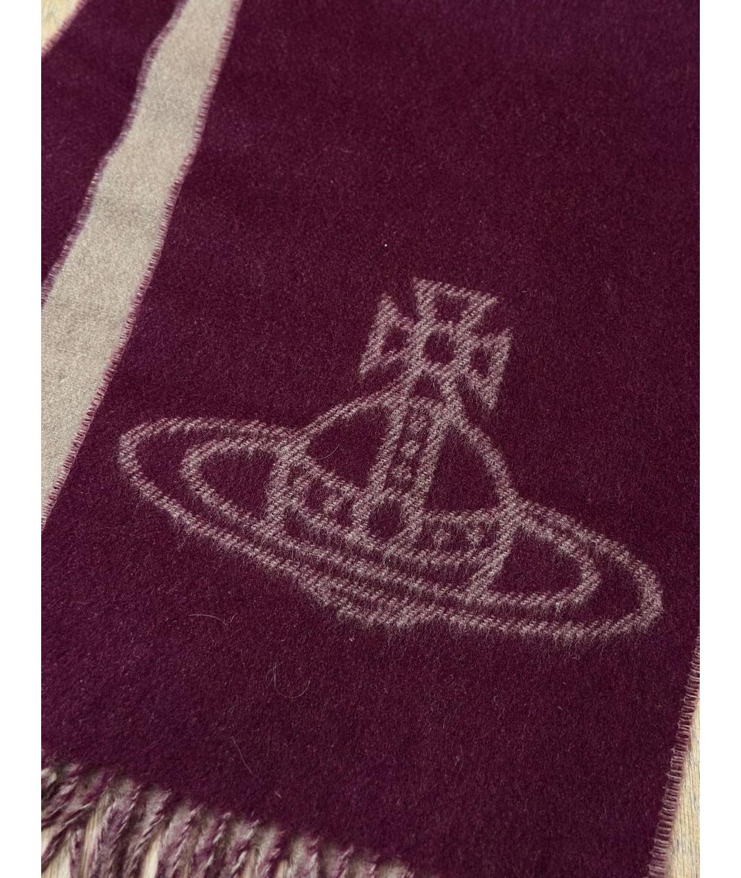 VIVIENNE WESTWOOD Бордовый шерстяной шарф, фото 2