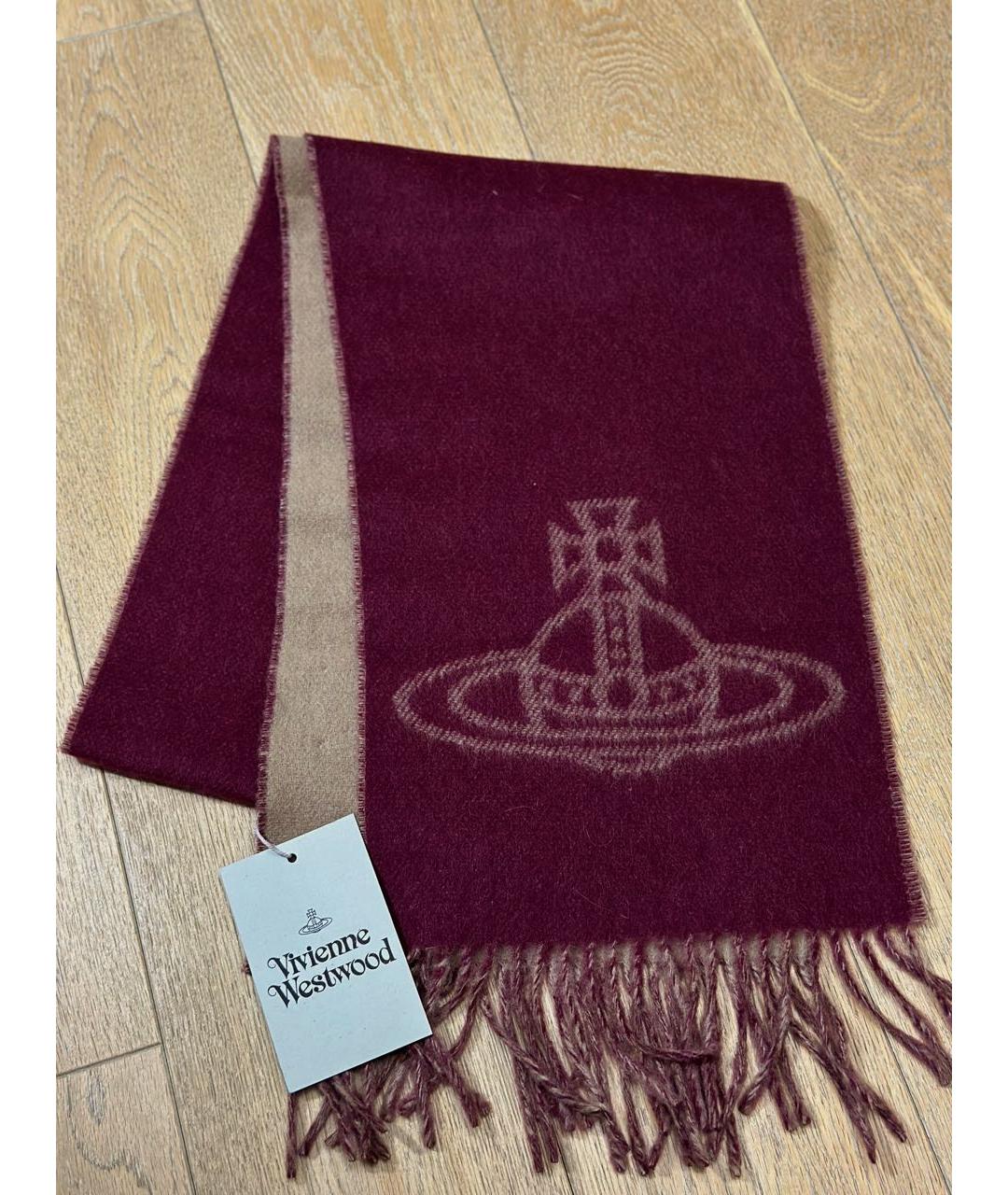 VIVIENNE WESTWOOD Бордовый шерстяной шарф, фото 8