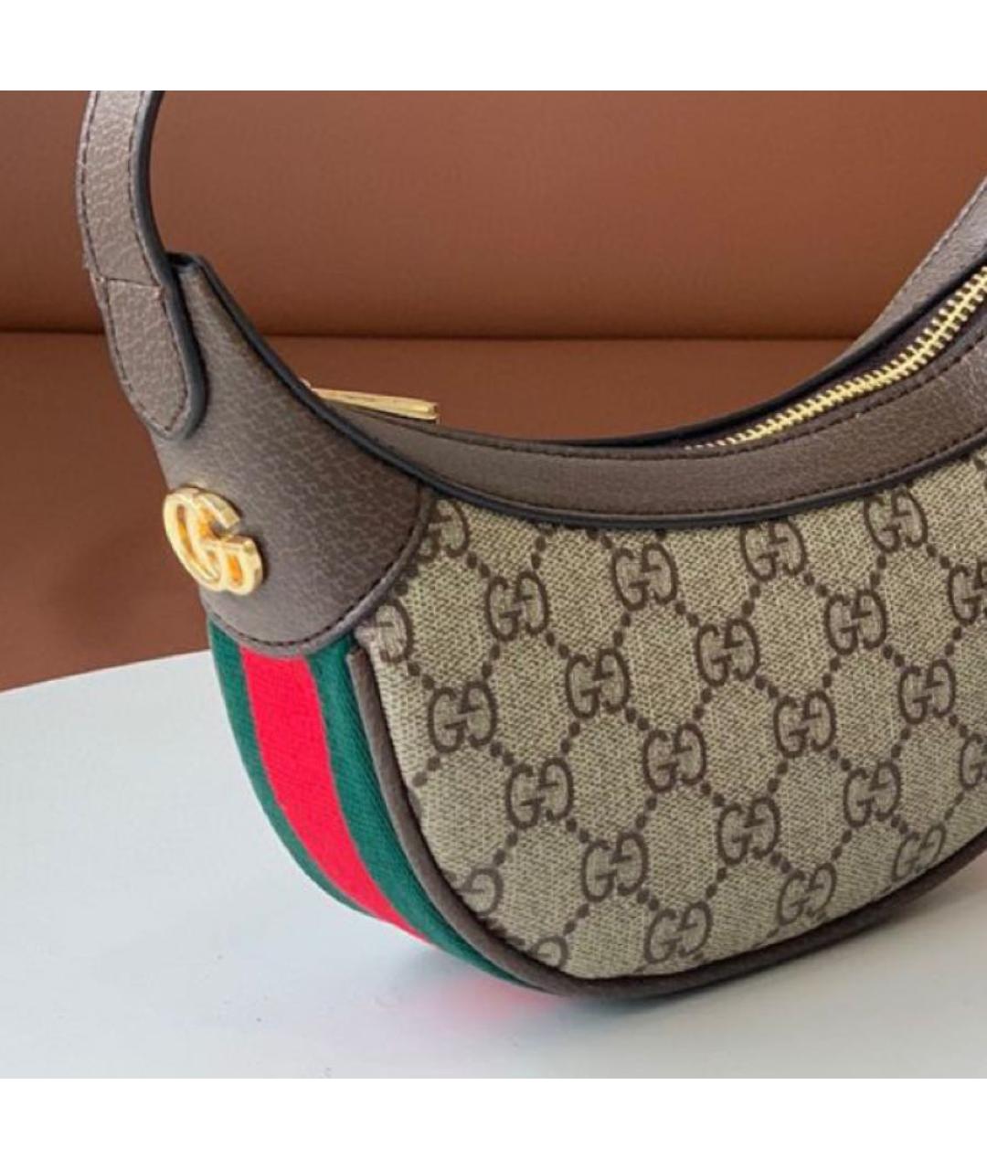 GUCCI Бежевая кожаная сумка с короткими ручками, фото 3