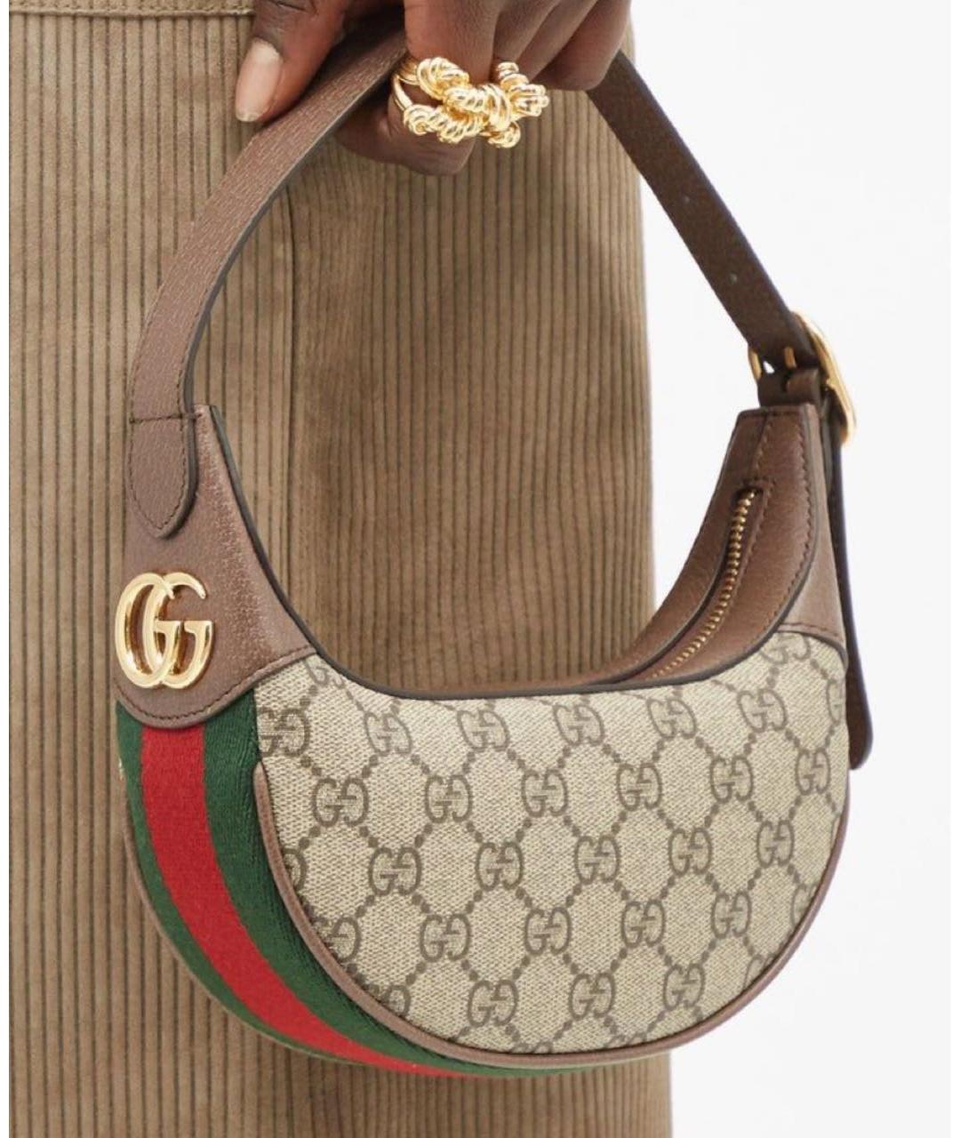 GUCCI Бежевая кожаная сумка с короткими ручками, фото 4