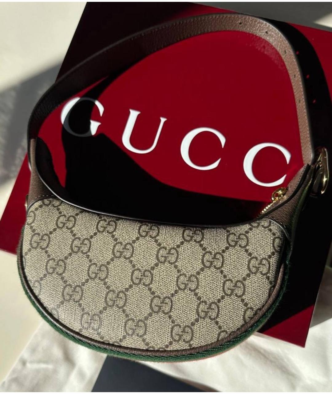 GUCCI Бежевая кожаная сумка с короткими ручками, фото 2