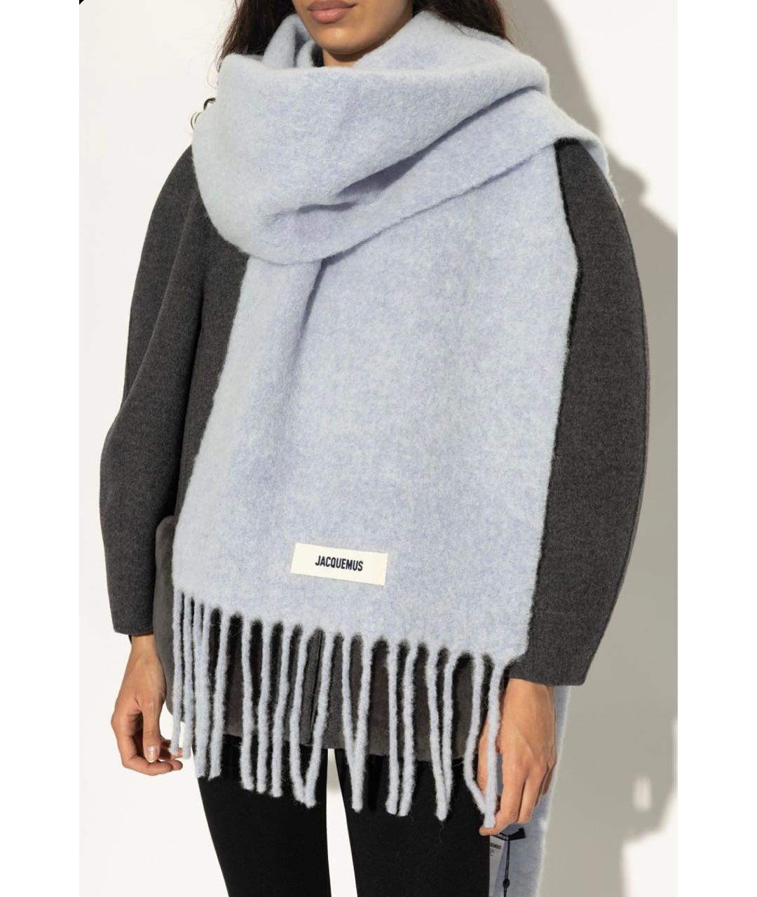 JACQUEMUS Голубой шерстяной шарф, фото 3