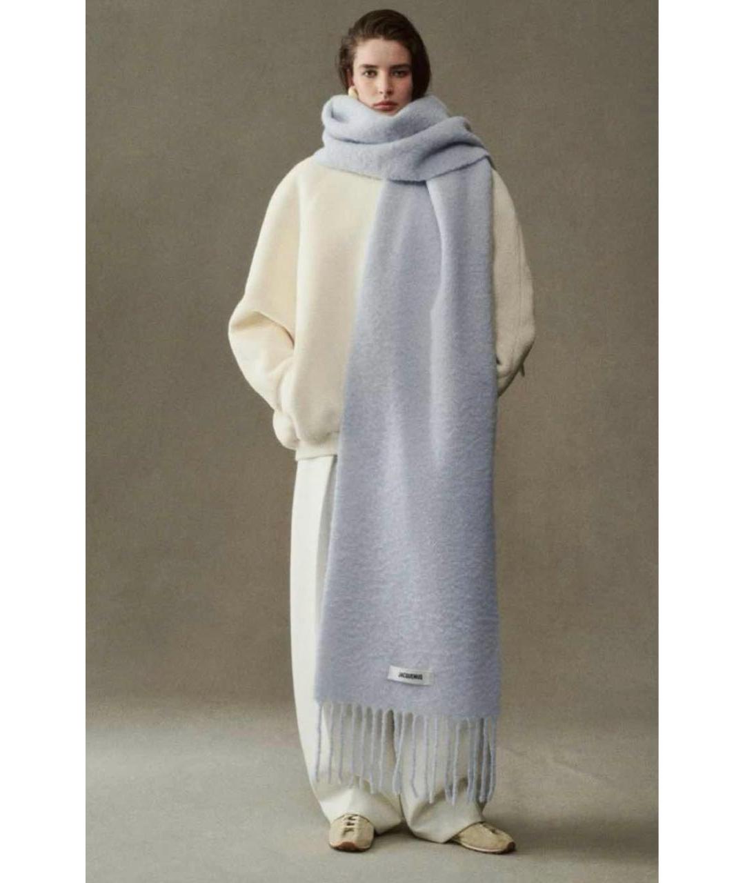 JACQUEMUS Голубой шерстяной шарф, фото 4
