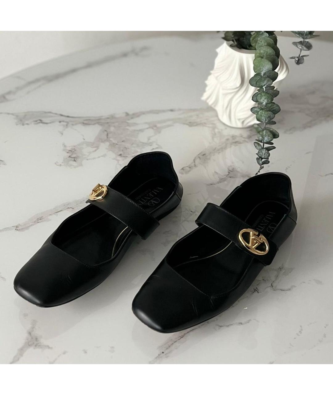 VALENTINO Черные кожаные балетки, фото 4