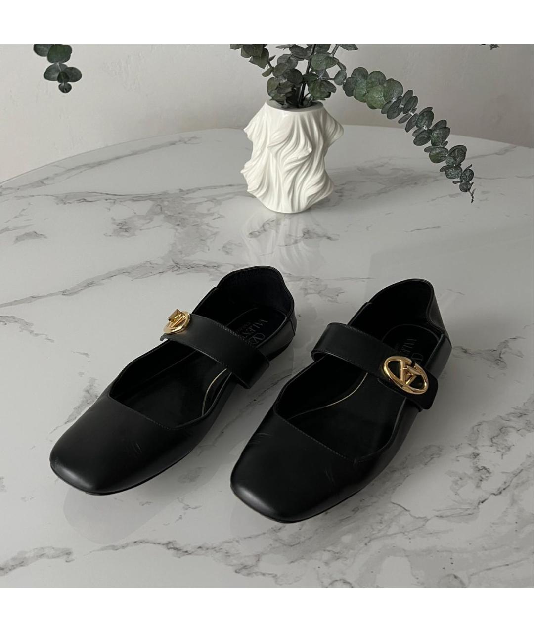 VALENTINO Черные кожаные балетки, фото 3