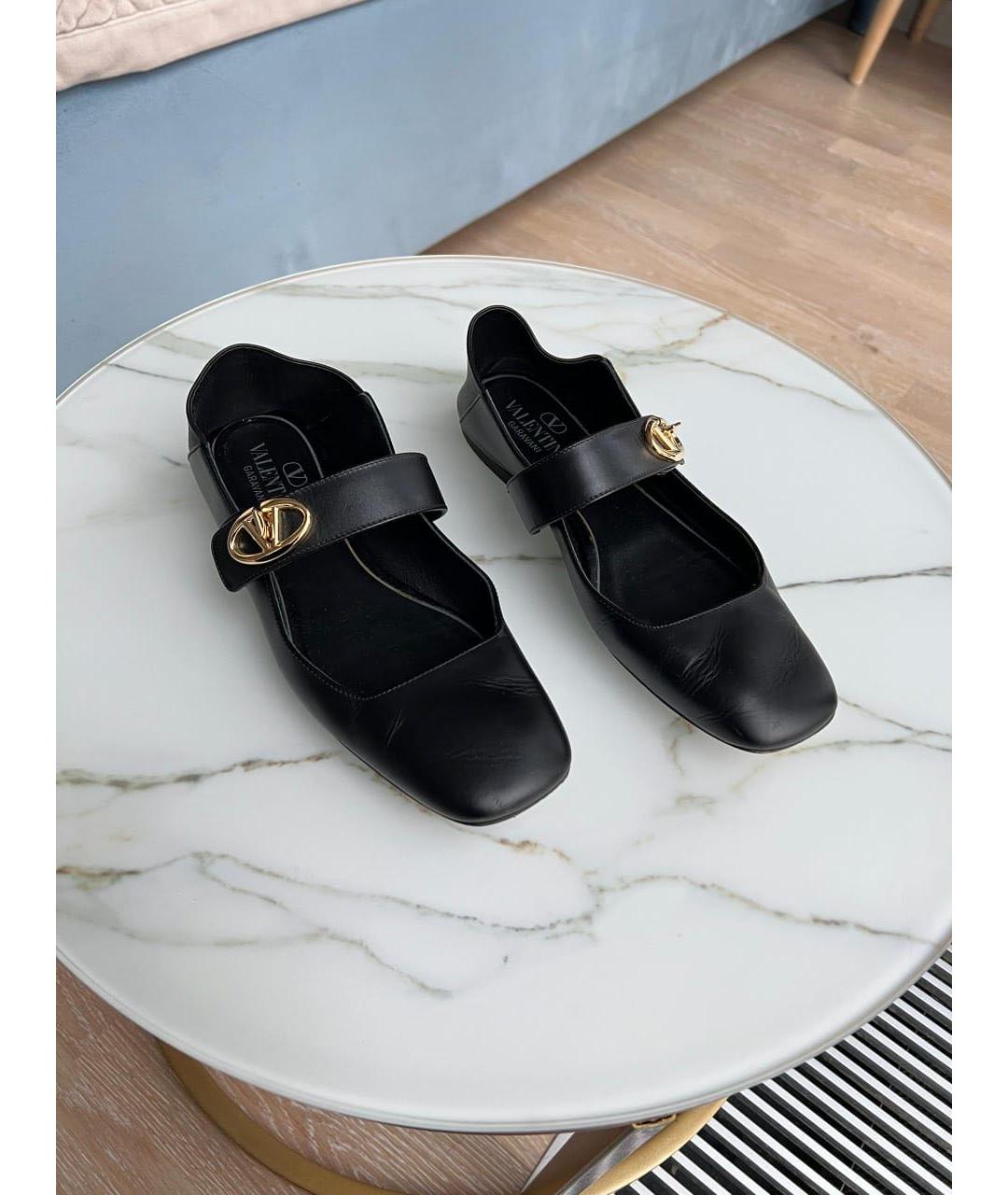 VALENTINO Черные кожаные балетки, фото 2