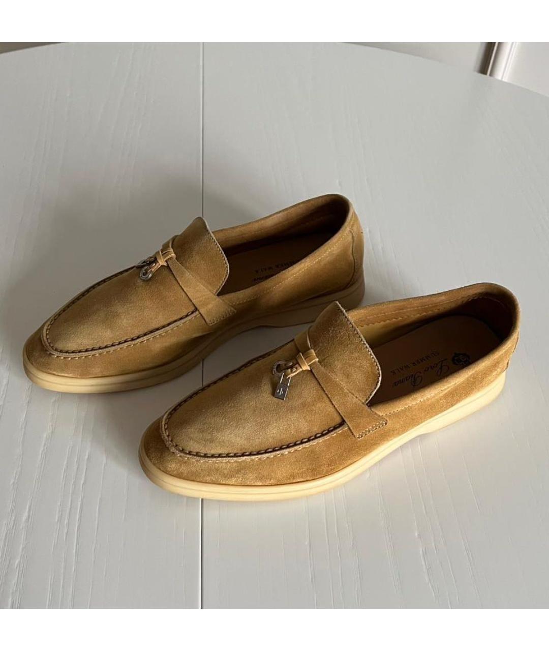 LORO PIANA Коричневые замшевые лоферы, фото 3