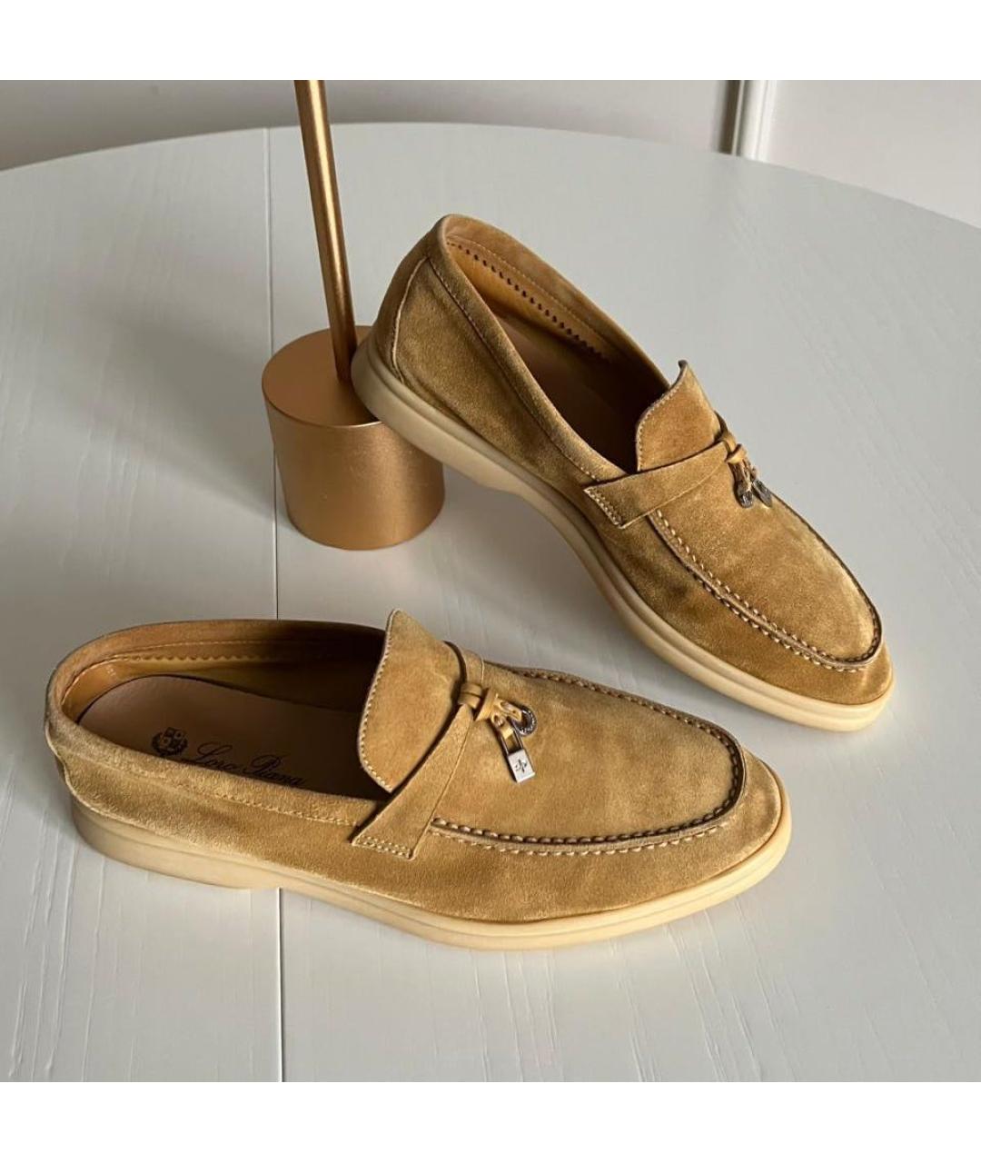 LORO PIANA Коричневые замшевые лоферы, фото 4