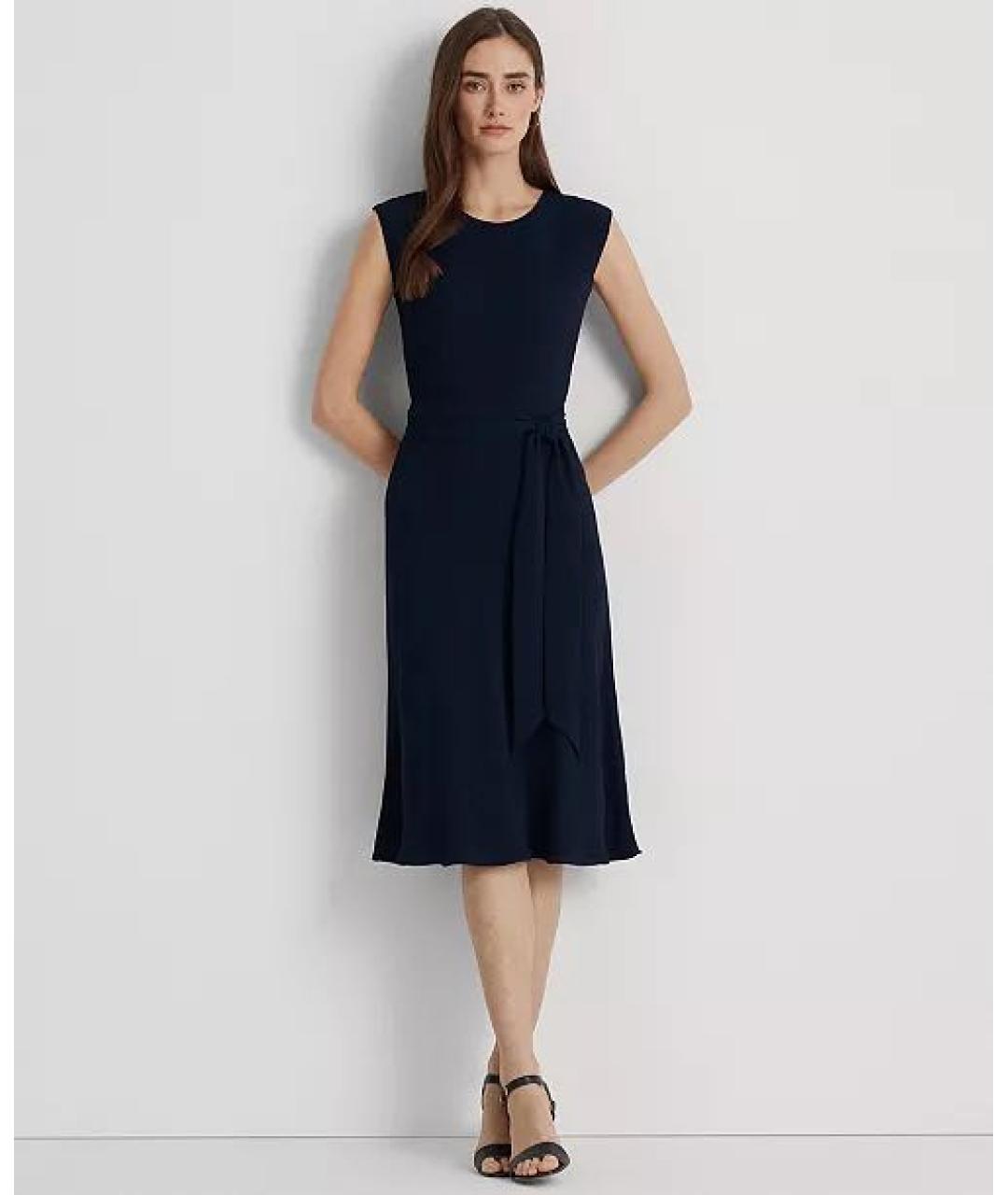 RALPH LAUREN Темно-синее полиэстеровое коктейльное платье, фото 8