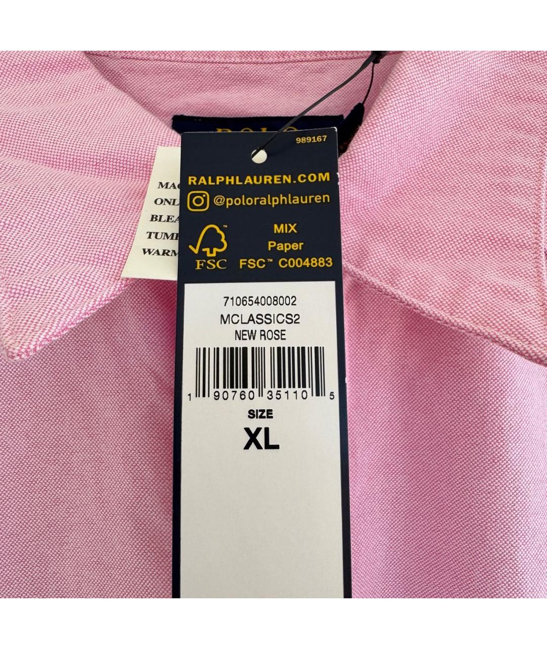 POLO RALPH LAUREN Розовая хлопковая кэжуал рубашка, фото 5