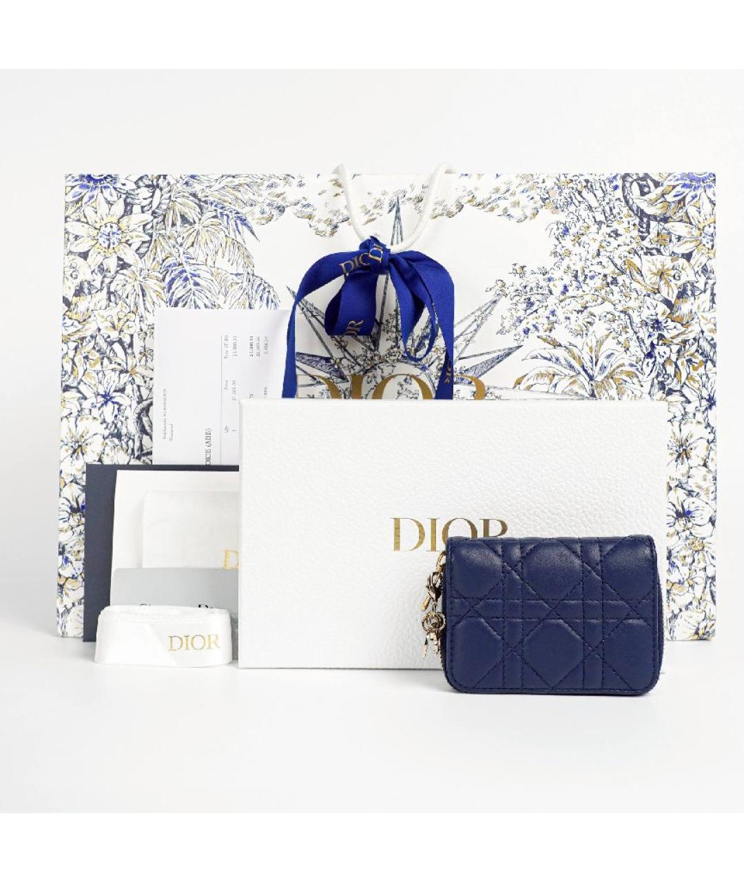 CHRISTIAN DIOR Темно-синий кожаный кошелек, фото 2