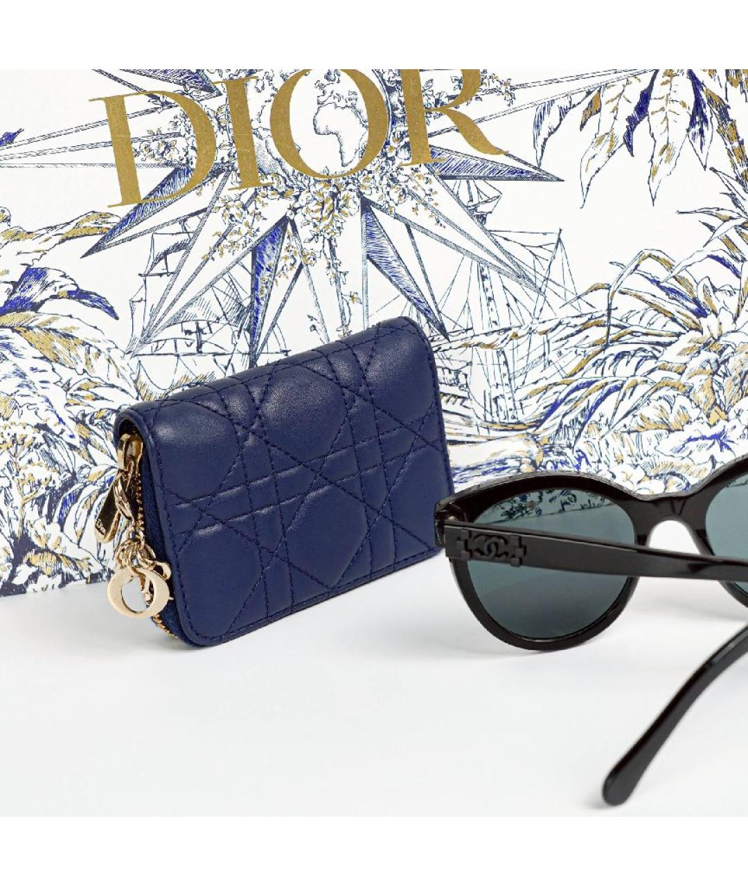 CHRISTIAN DIOR Темно-синий кожаный кошелек, фото 6
