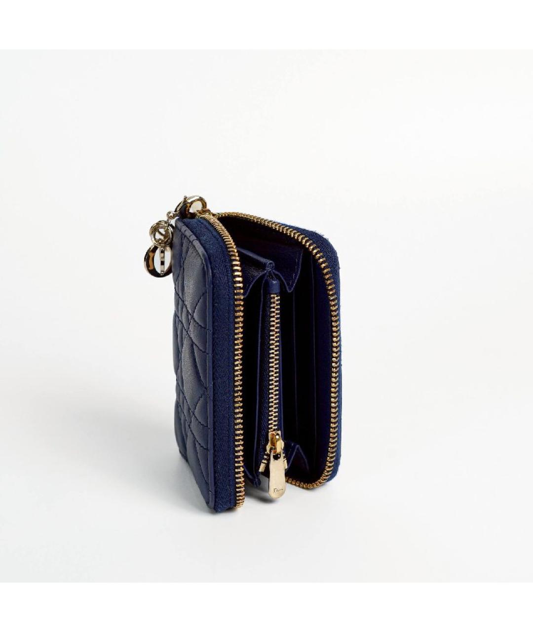 CHRISTIAN DIOR Темно-синий кожаный кошелек, фото 5
