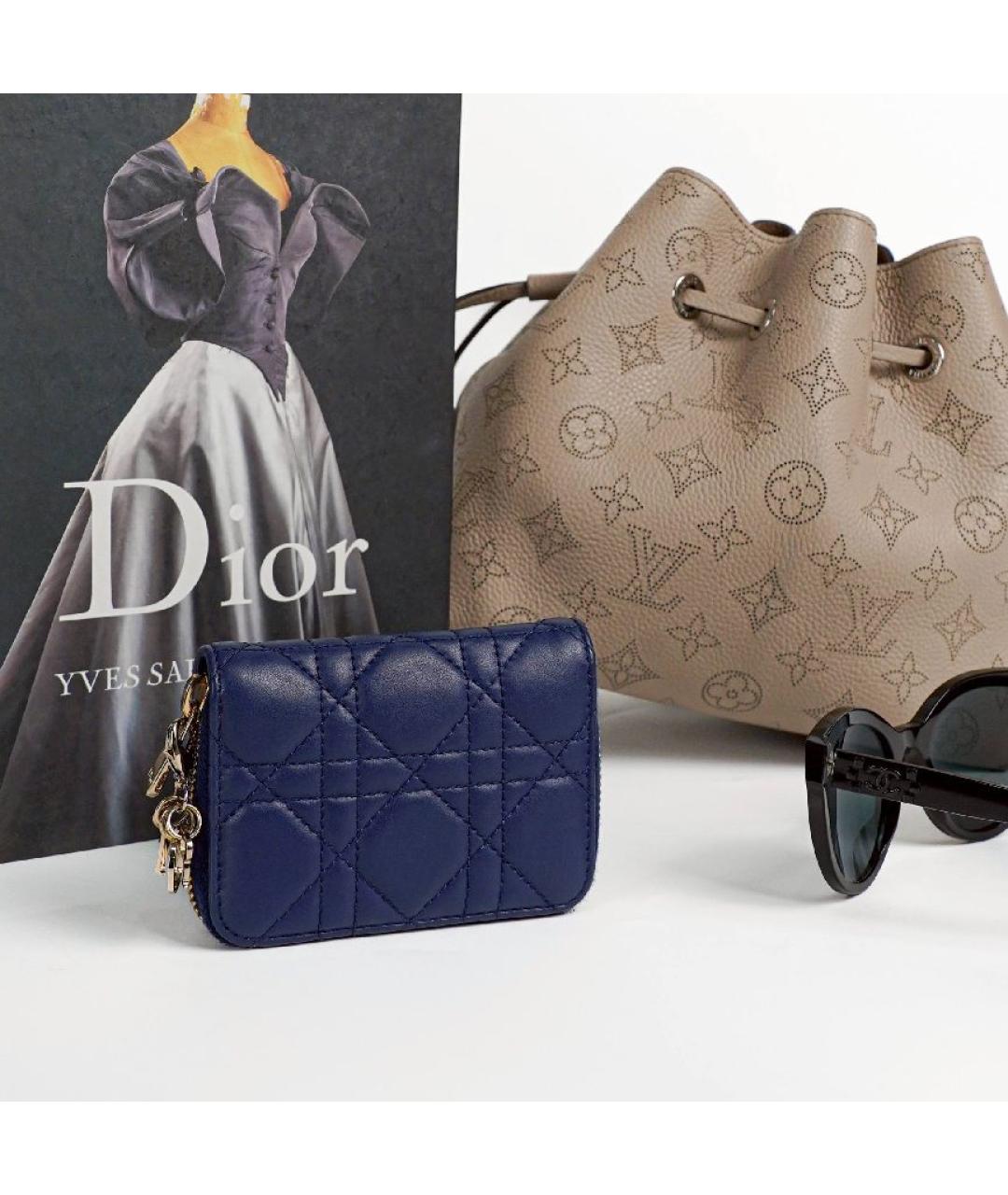 CHRISTIAN DIOR Темно-синий кожаный кошелек, фото 3