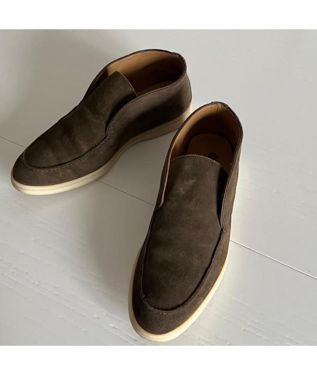 LORO PIANA Коричневые замшевые лоферы, фото 4