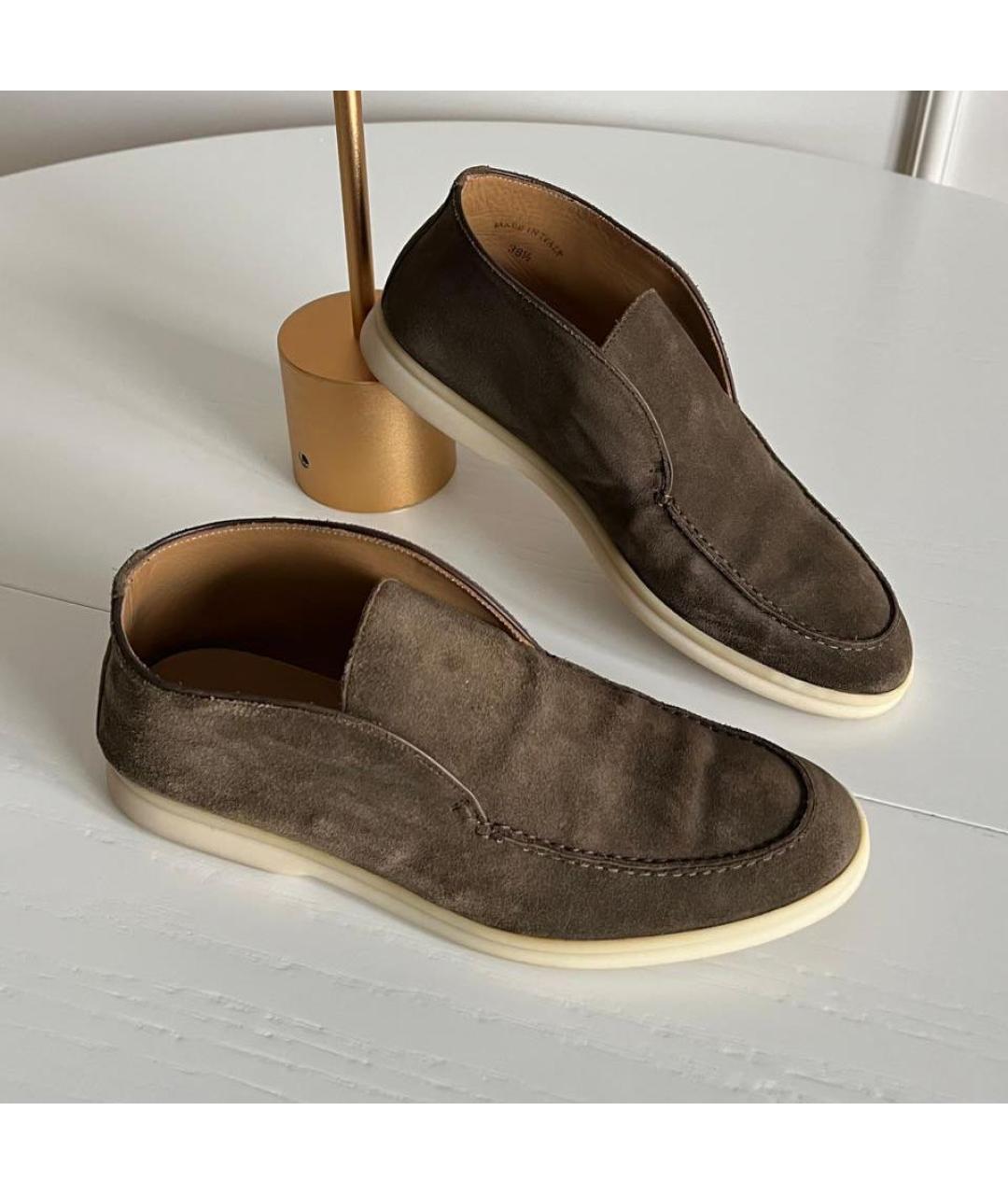 LORO PIANA Коричневые замшевые лоферы, фото 3