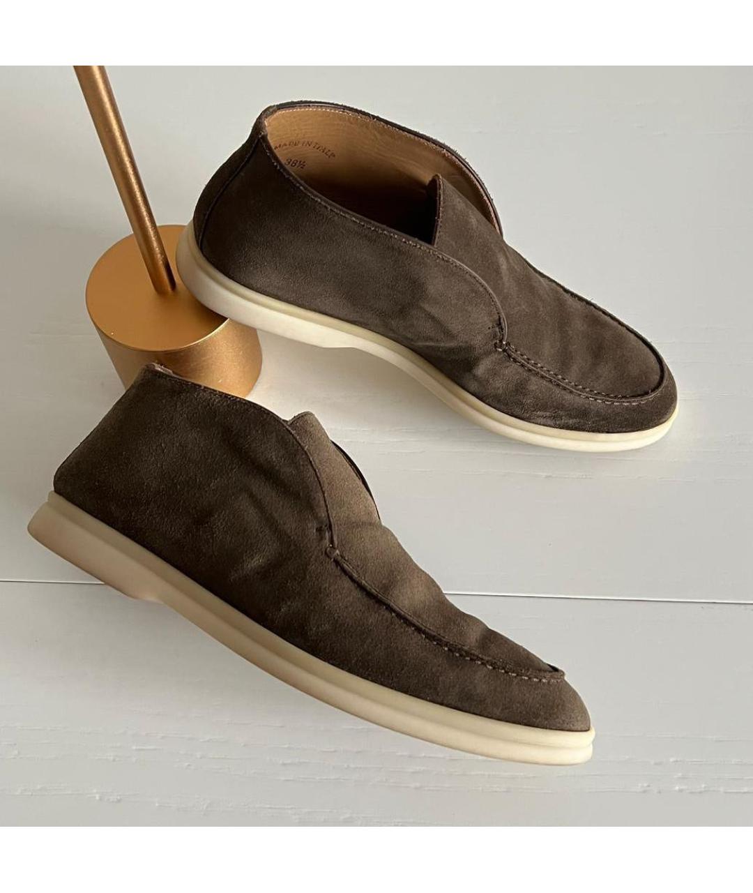 LORO PIANA Коричневые замшевые лоферы, фото 5