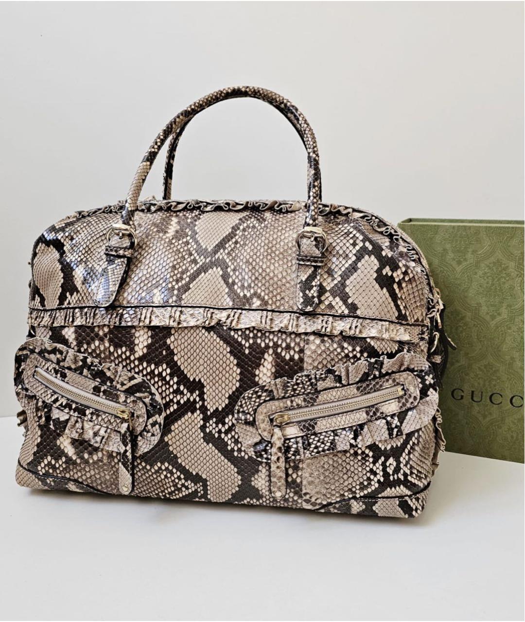 GUCCI Бежевая кожаная сумка с короткими ручками, фото 4