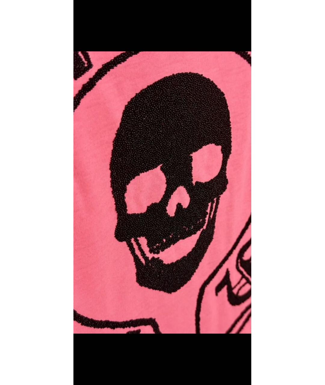 PHILIPP PLEIN Розовая хлопковая майка, фото 4