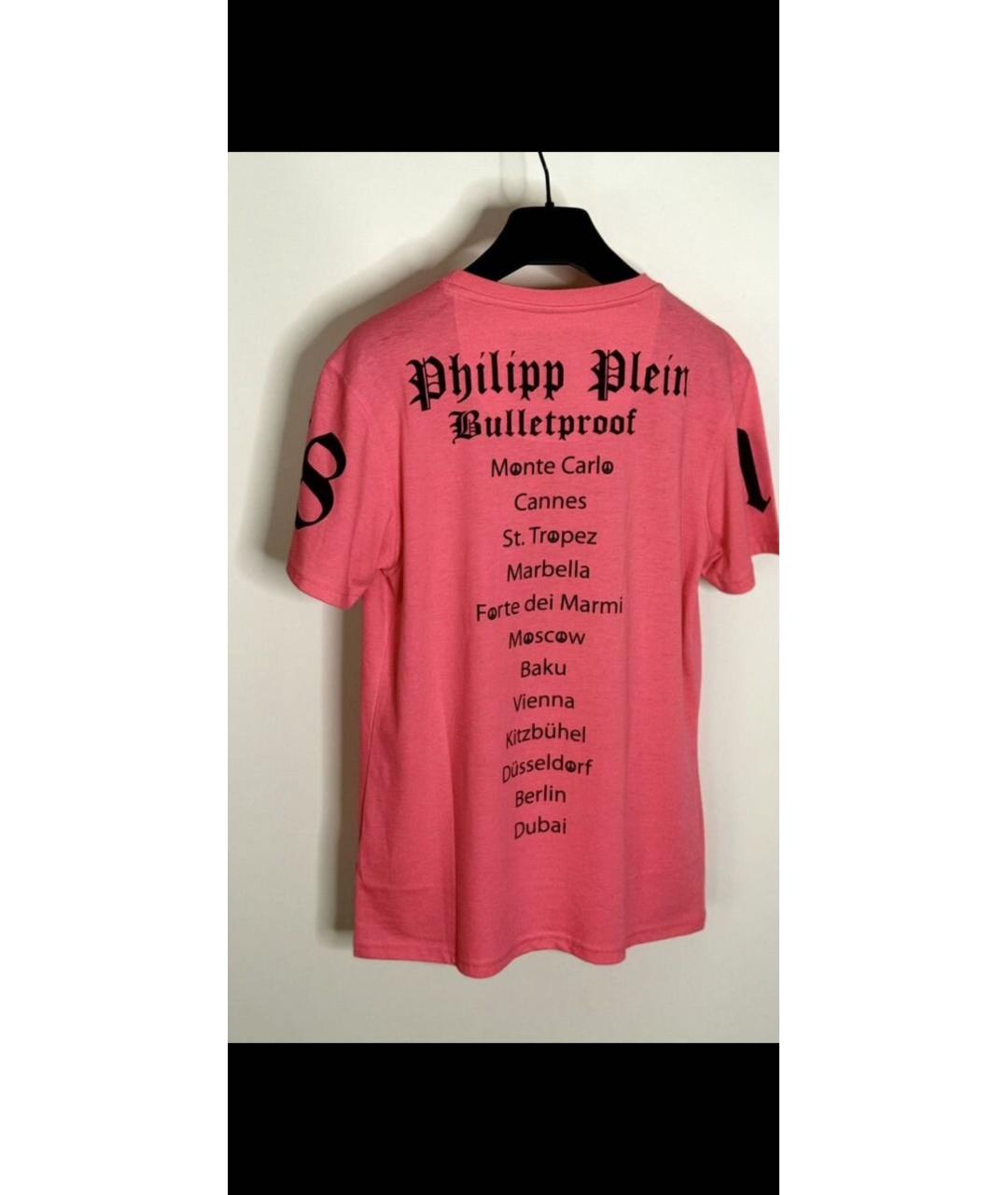 PHILIPP PLEIN Розовая хлопковая майка, фото 2