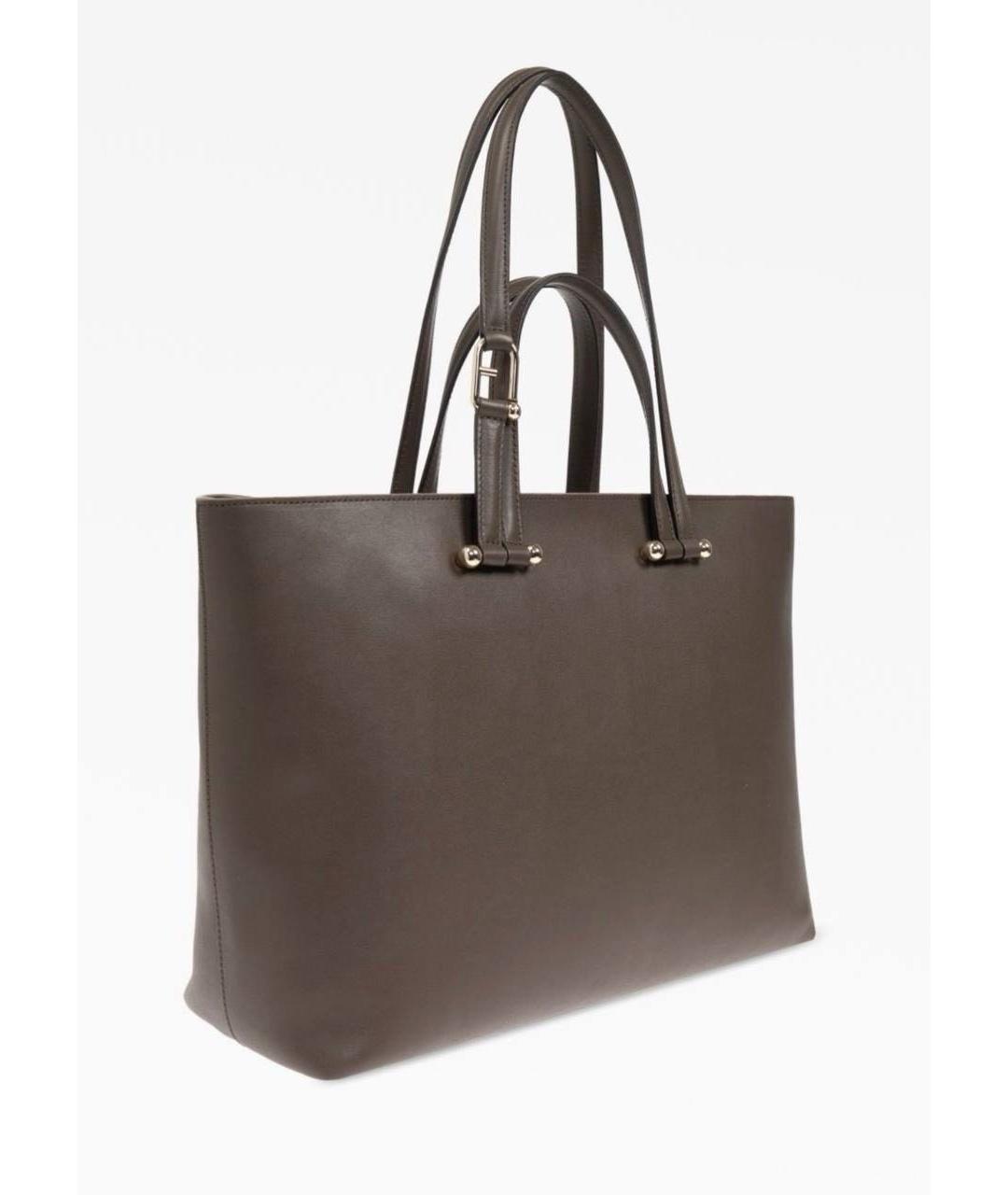 FURLA Коричневая кожаная сумка с короткими ручками, фото 2