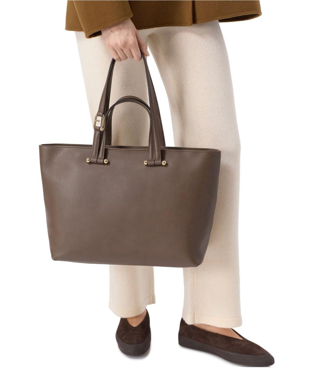 FURLA Коричневая кожаная сумка с короткими ручками, фото 5