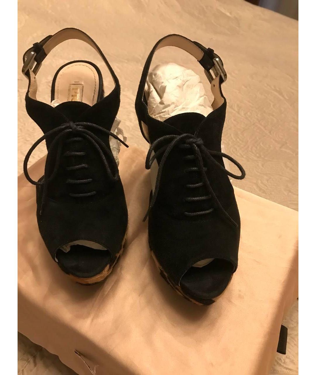 PRADA Черные замшевые босоножки, фото 2