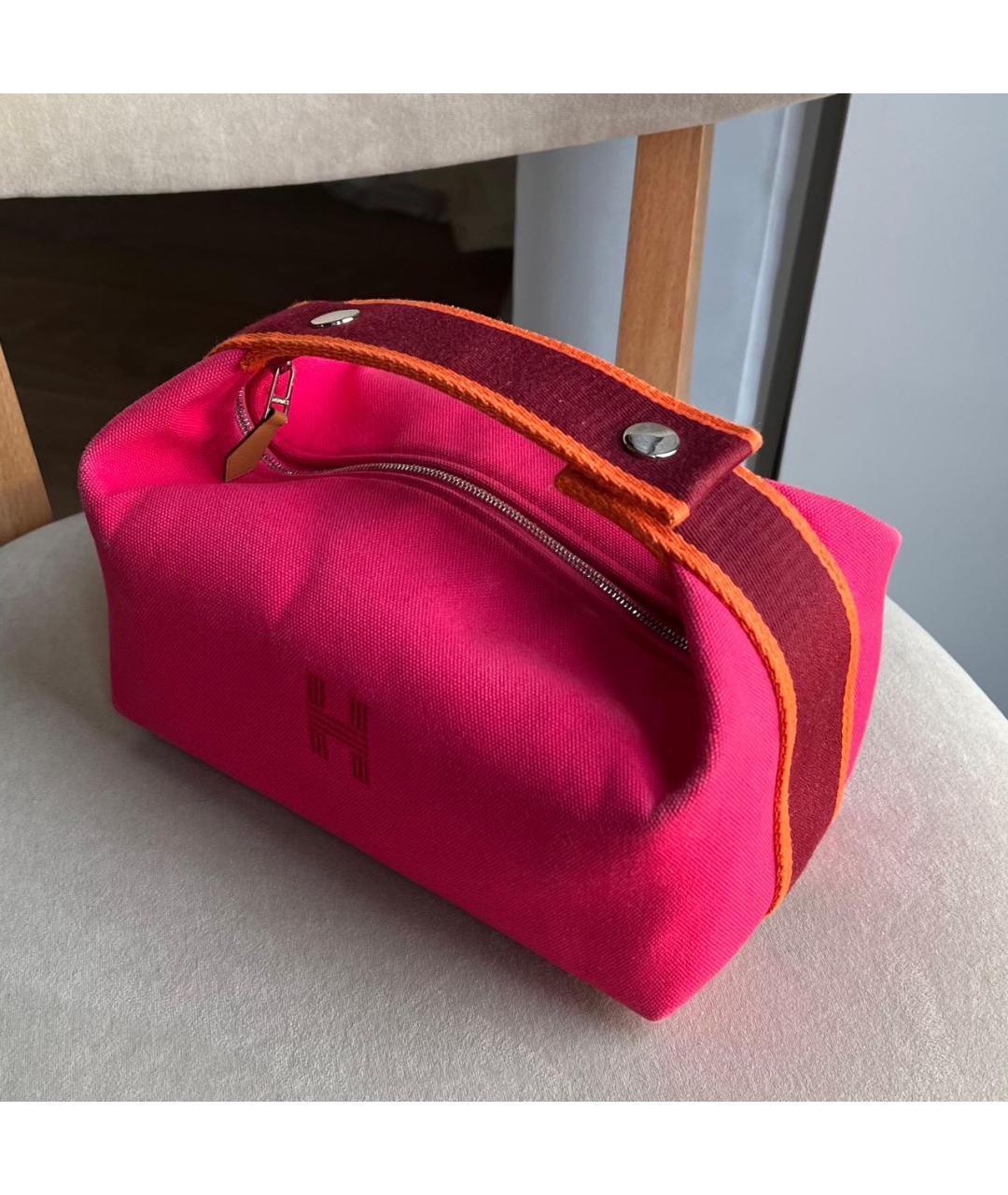 HERMES Фуксия хлопковая косметичка, фото 2