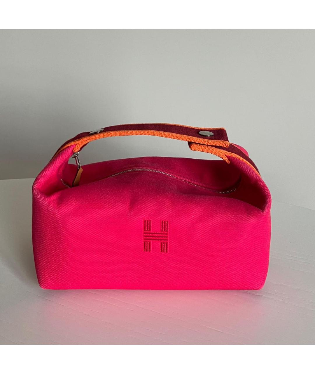 HERMES Фуксия хлопковая косметичка, фото 4