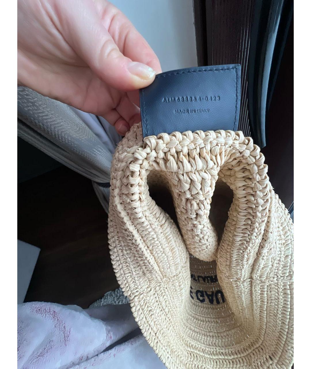 SAINT LAURENT Бежевая пелетеная пляжная сумка, фото 4