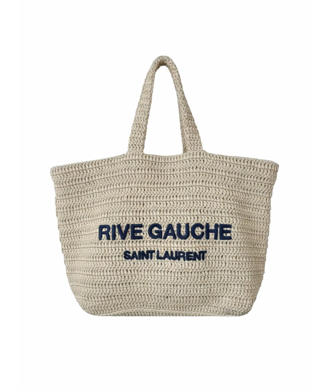 SAINT LAURENT Бежевая пелетеная пляжная сумка, фото 1