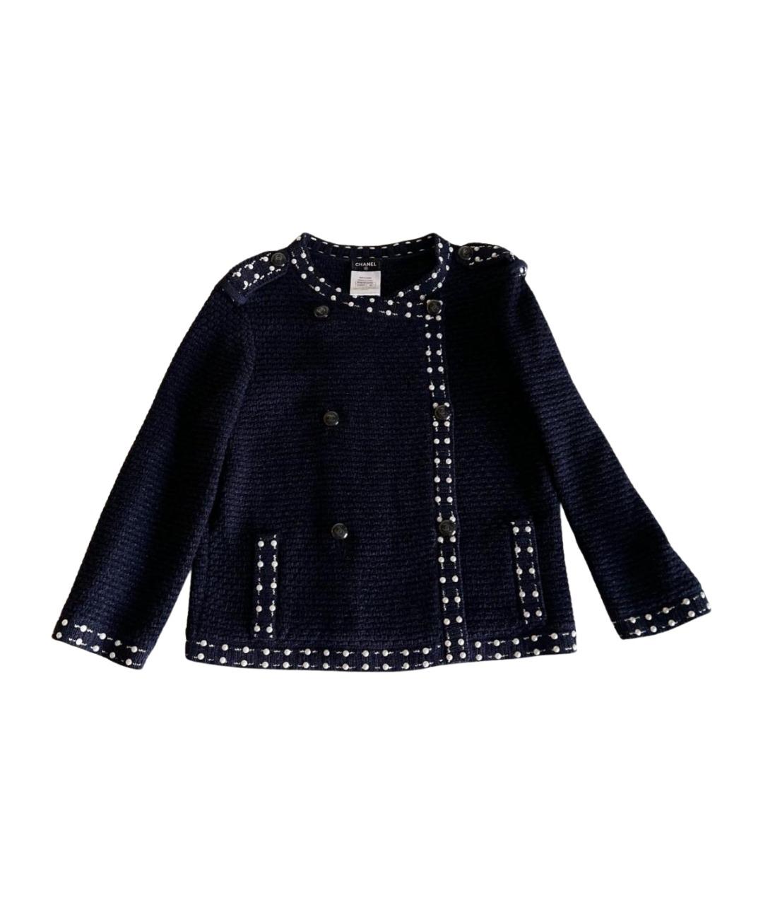 CHANEL Темно-синий твидовый жакет/пиджак, фото 1
