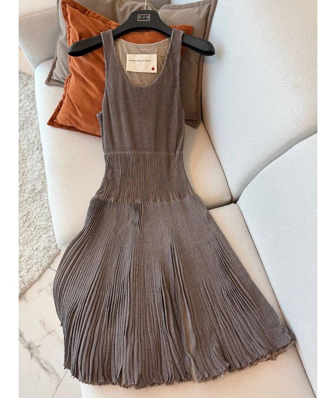 MAISON KITSUNE Коричневое хлопковое платье, фото 5