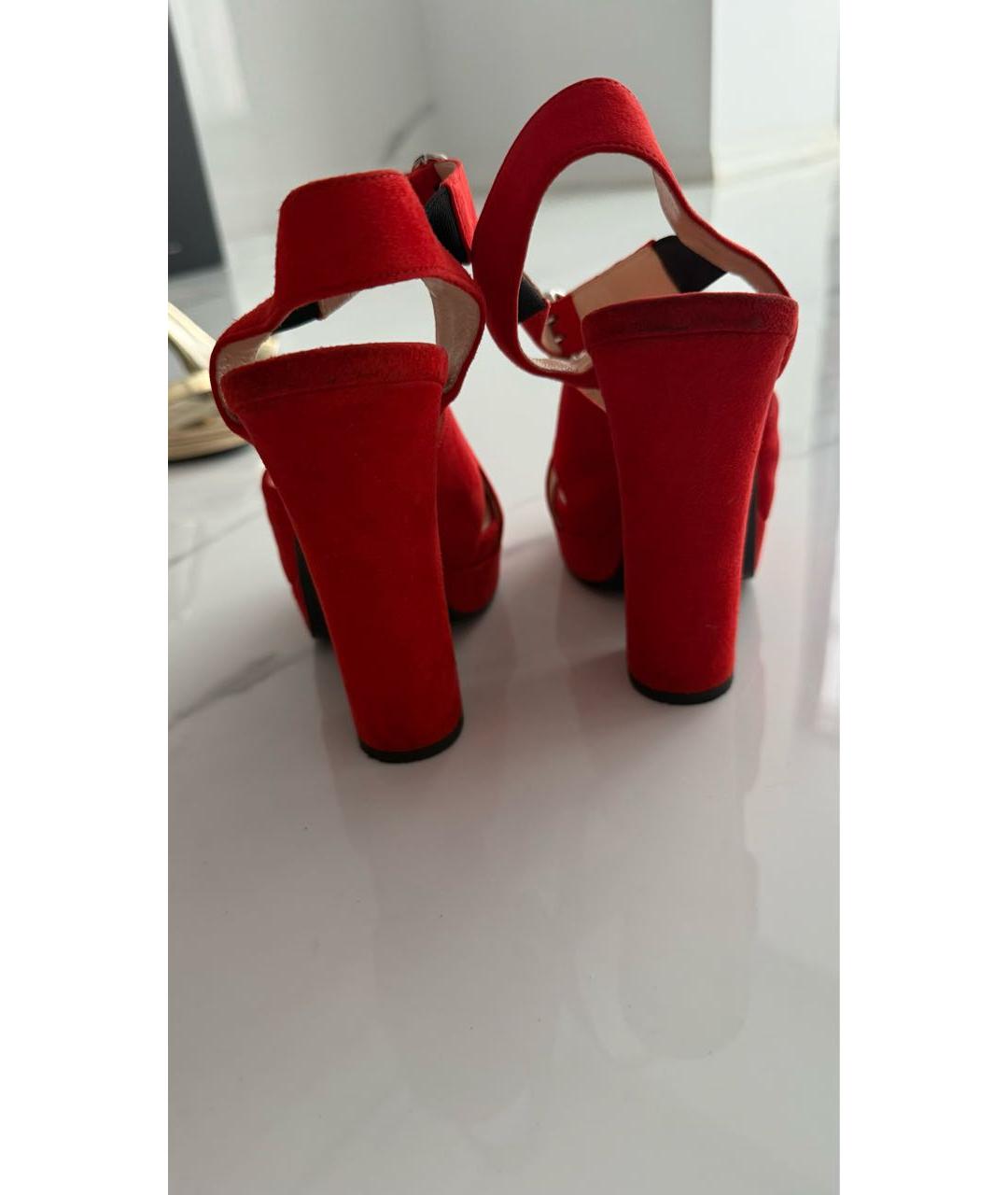 PRADA Красные замшевые босоножки, фото 4